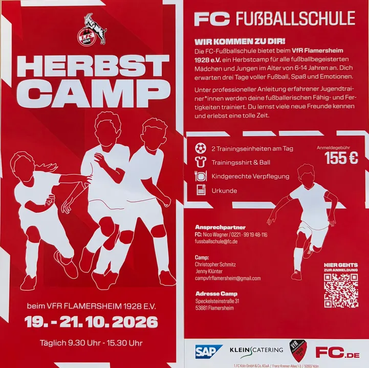 Plakat zum Herbstcamp der FC Fußballschule beim VfR Flamersheim vom 19. bis 21. Oktober 2026