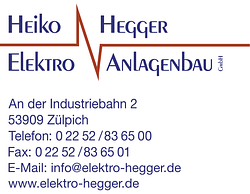 Sponsor: Heiko Hegger - Elektro-Anlagenbau GmbH